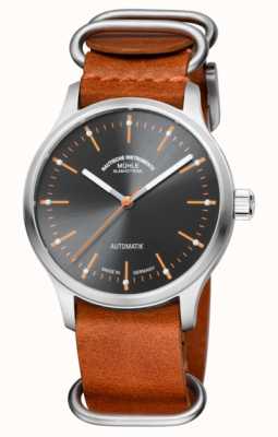 Muhle Glashutte Panova Grey Automatic (40mm) Grey Sunray Dial / Brown NATO Leather Strap M1-40-75-LB