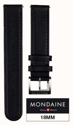 Mondaine 18mm Genuine Leather Strap Black Stitching|Red Stitch Keeper FE311820Q5