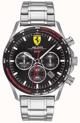 Scuderia Ferrari | Men's Pilota Evo | Stainless Steel Bracelet | Black Dial | 0830714