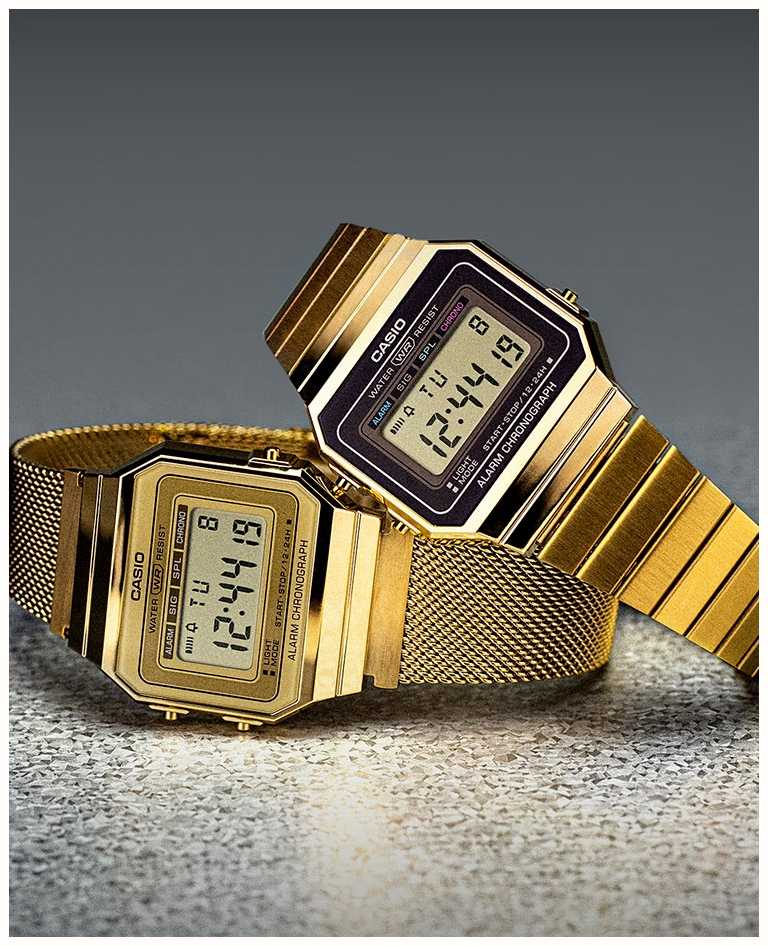 Casio | Collection | Gold Plated Steel Bracelet |Digital Dial A700WEG ...