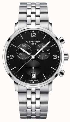 Certina Men's | DS Caimano | Chronograph | Black Dial |  Stainless C0354171105700