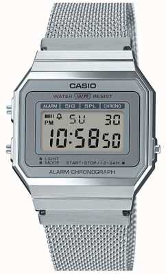 Casio EX DISPLAY | Vintage | Steel Mesh Bracelet | Stop-Watch | LED Backlight EX-DISPLAY A700WEM-7AEF - EX-DISPLAY