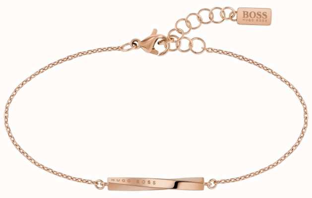 BOSS Jewellery Signature Rose Gold PVD Steel Bracelet 180mm 1580085