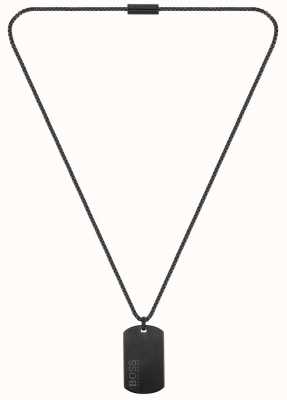 BOSS Jewellery ID Dog Tag Black PVD Steel Necklace 610mm 1580052