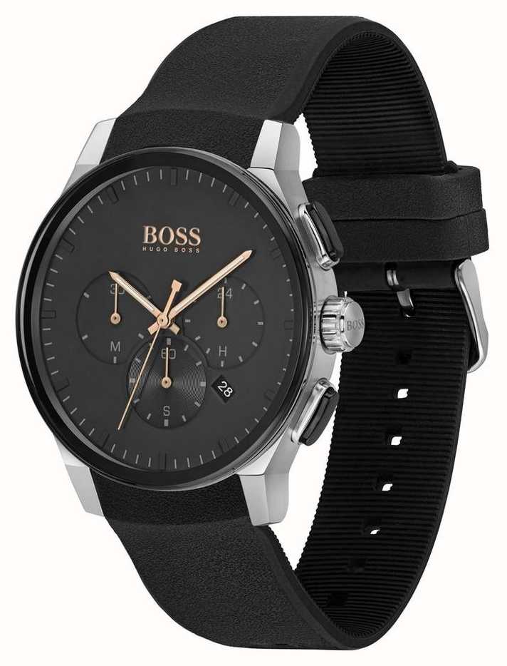 hugo boss watch men's black silicone strap