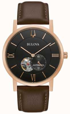 Bulova American Clipper | Automatic | Black Dial | Brown Leather 97A155