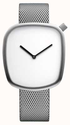 Bering Classic| Pebble | Brushed Silver | Square Dial | Silver Mesh 18040-004