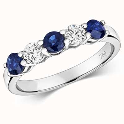 James Moore TH 18ct White Gold Diamond And Sapphire Claw Set Eternity Ring Size UK M RDQ444WS