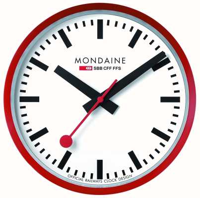 Mondaine Classic Wall Clock | Red Frame | 25cm A990.CLOCK.11SBC