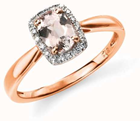 Elements Gold 9ct Rose Gold  Diamond And Pink Morganite Ring Size EU 56 (UK O 1/2 - P) GR517P 56