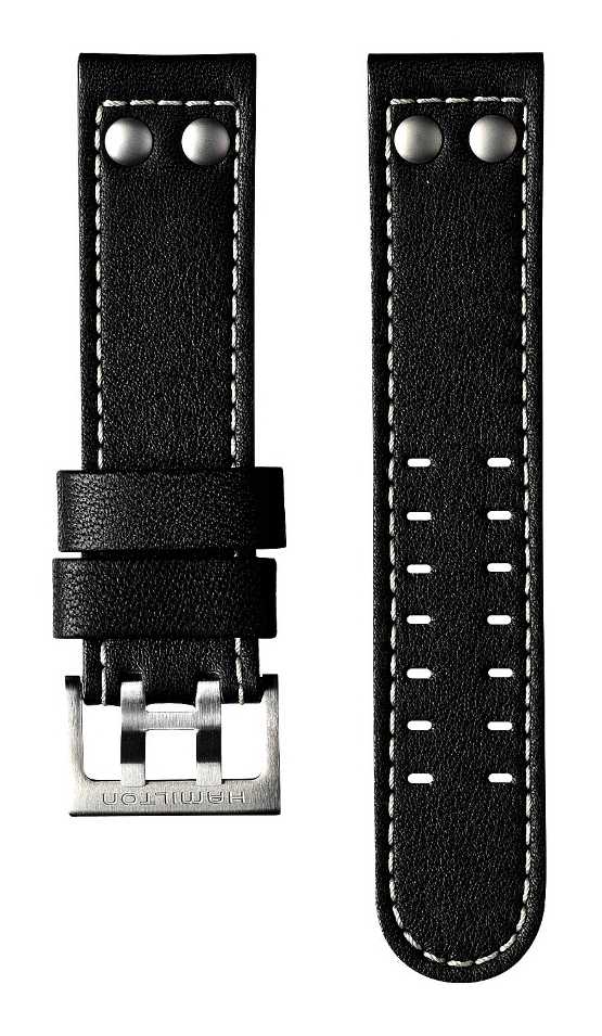 Hamilton  Black Cow Leather 22mm Strap Only - Khaki Aviation Watch