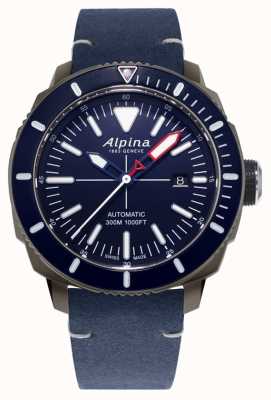 Alpina Seastrong Diver 300 Automatic | Navy Blue Leather Strap | AL-525LNN4TV6