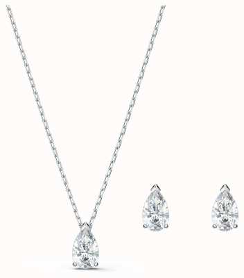 Swarovski Attract | Pear Set | Rhodium Plated | Necklace & Earrings 5569174