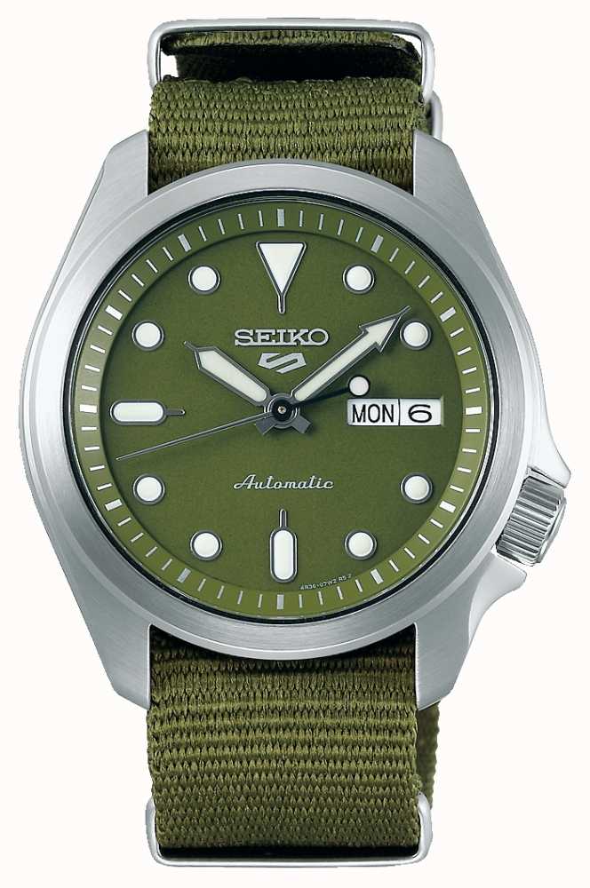 Seiko 5 Men's Sports Green Dial Green Nylon Strap SRPE65K1 - First Class  Watches™
