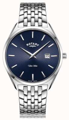 Rotary Ultra Slim Silver Blue Dial Watch GB08010/05