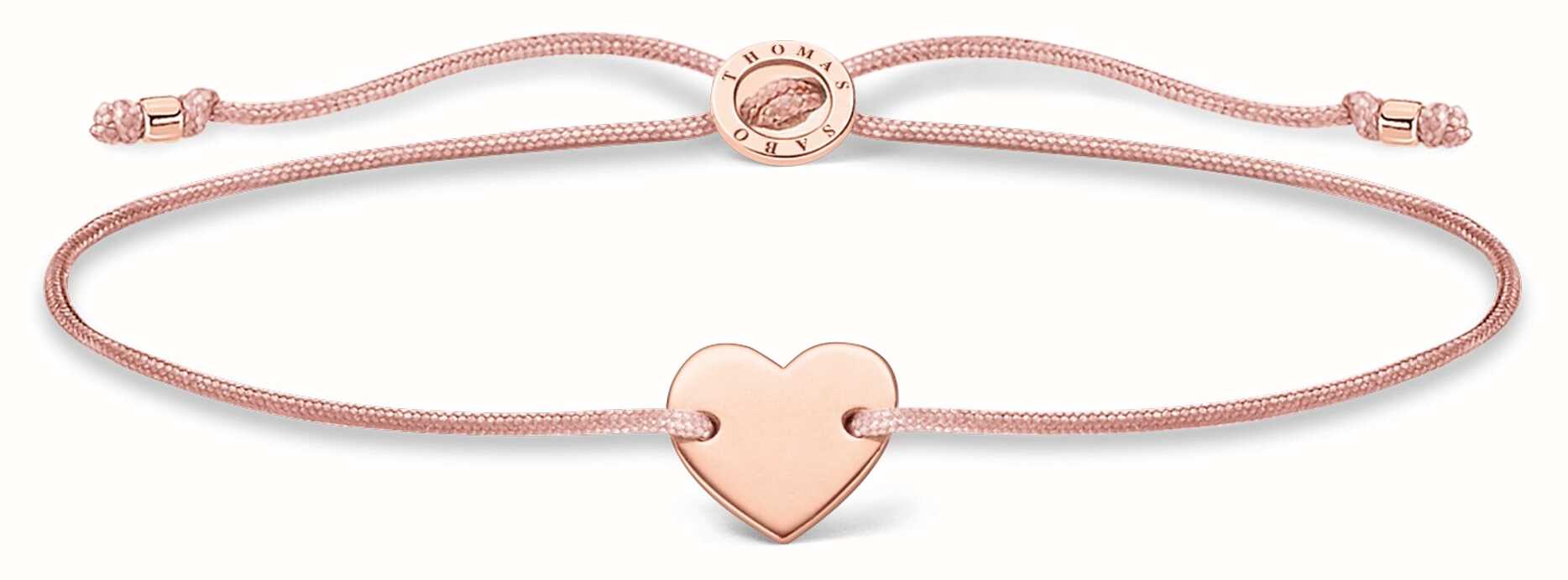 Thomas Sabo Pink Nylon Rose Gold Plated Heart Bracelet A1996-597-19 ...