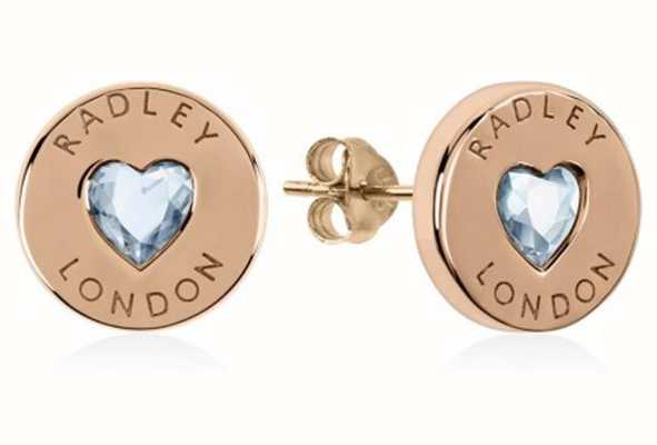Radley Jewellery Sterling Silver 18ct Rose Gold Plated Stone Disc Earrings RYJ1138
