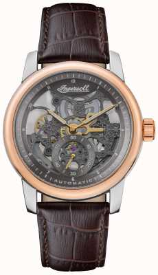 Ingersoll THE BALDWIN  Automatic Grey Skeletonized Dial Brown Leather Strap I11001