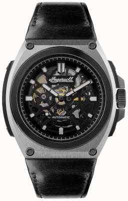 Ingersoll THE MOTION Automatic Black Skeleton Dial Black Leather Strap I11702