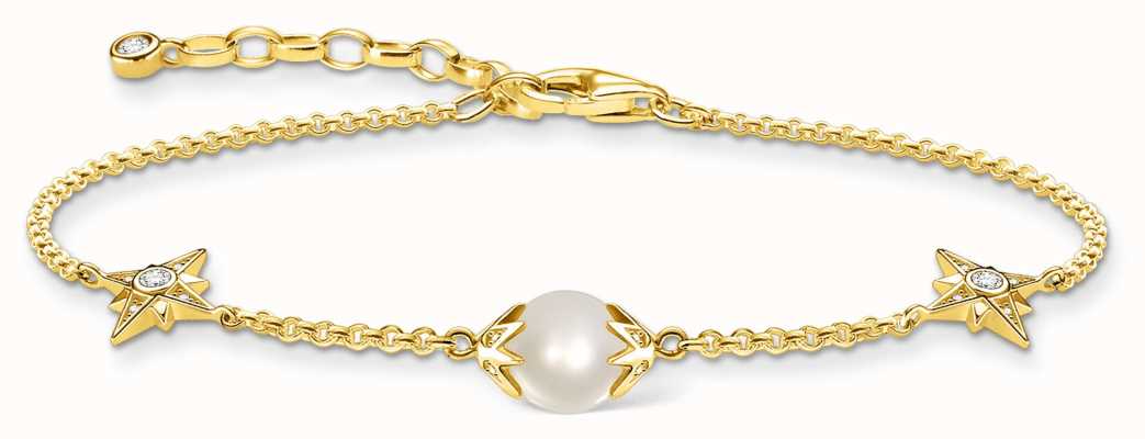 Thomas Sabo 18K Yellow Gold Plated Bracelet | Pearl & Gold Stars A1978-445-14-L19V