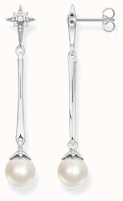 Thomas Sabo Sterling Silver Dangling Earrings | Freshwater Pearls & Star H2119-167-14