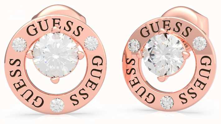 Guess All Around You | Rose Gold Plated Crystal Set Circle Earrings UBE20136
