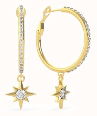 Guess Wanderlust | Gold Plated Compass Charm & Pave Hoop Earrings UBE20024