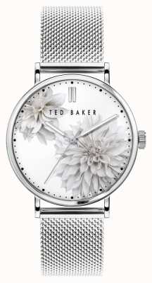Ted Baker | Women's | Phylipa Peonia | Steel Mesh Bracelet | White Floral Dial | BKPPHF009