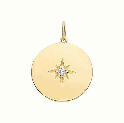 James Moore TH 9ct Yellow Gold Star Textured Disc Pend PN1169
