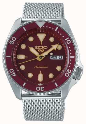 Seiko 5 Sport | Men's | Steel Mesh Bracelet | Red Dial | Automatic | SRPD69K1