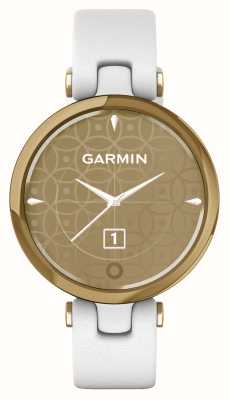 Garmin Lily Classic Edition Smartwatch (34.5mm) Light Gold Bezel with White Case and Italian Leather Band 010-02384-B3
