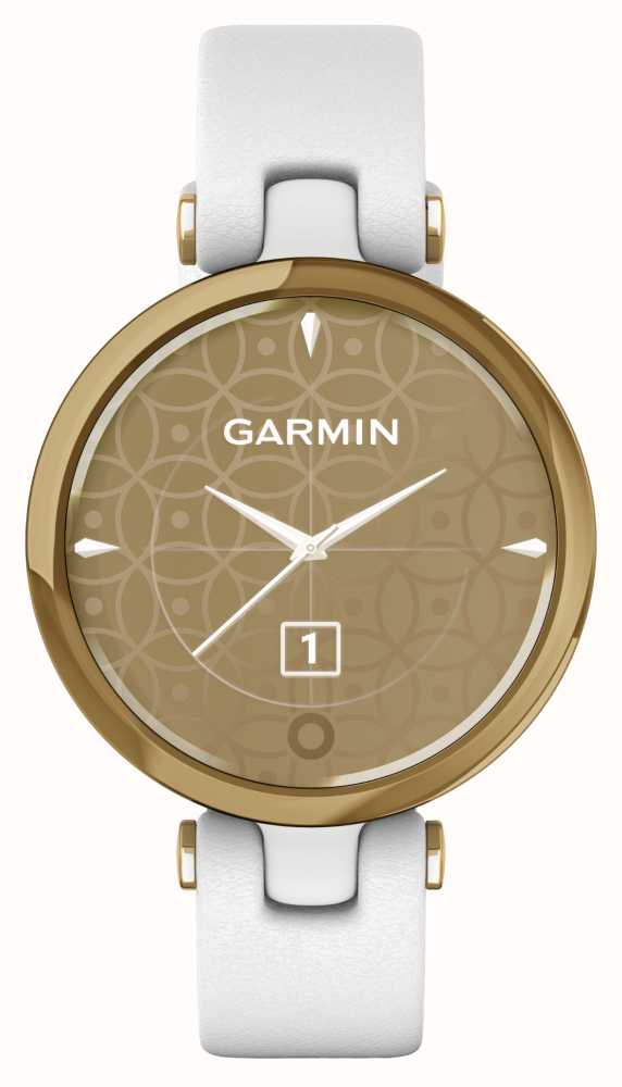 Garmin Lily Classic Edition Light Gold Bezel White Case Italian  Leather 010-02384-B3 First Class Watches™