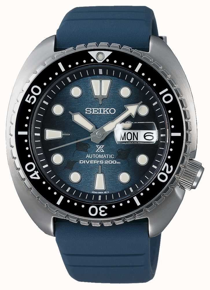 Seiko Prospex Stainless Steel Diver's 200m Automatic With Manual Winding  Capacity Watch With Blue Wave Dial Lumibrite On Hands And Indexs And  Day/Date Display, Blue/Grey Unidirectional Rotating Bezel And Hardlex  Crystal |