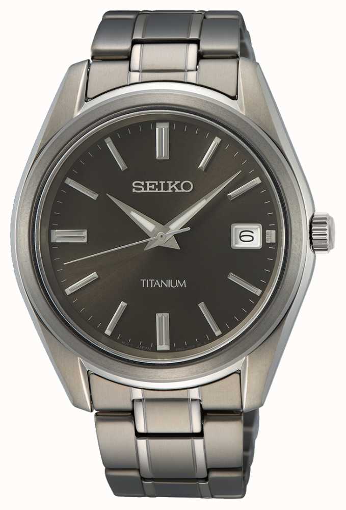 Seiko Men's Quartz Titanium Black Dial SUR375P1 - First Class Watches™
