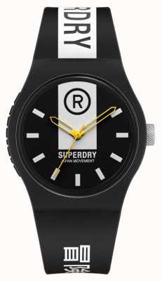 Superdry Black & White Printed Soft Touch Silicone Strap | White Print Dial SYG348B