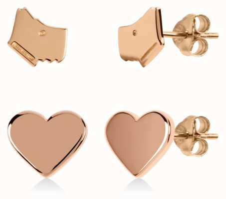 Radley Jewellery Love Heart | Rose Gold Plated Dog Head & Heart Stud Earrings Set RYJ1166S-CARD