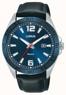 Lorus Men's | Blue Dial | Black Leather Strap RH917NX9