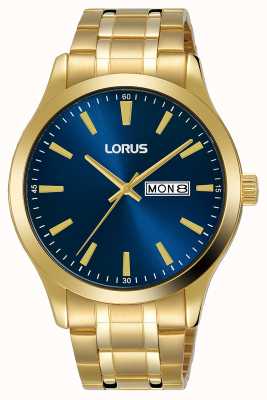 Lorus Men's | Blue Dial | Gold Plated Steel Bracelet RH340AX9
