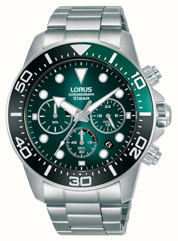 Lorus Men's Chronograph | Green Dial | Stainless Steel Bracelet RT341JX9 -  First Class Watches™