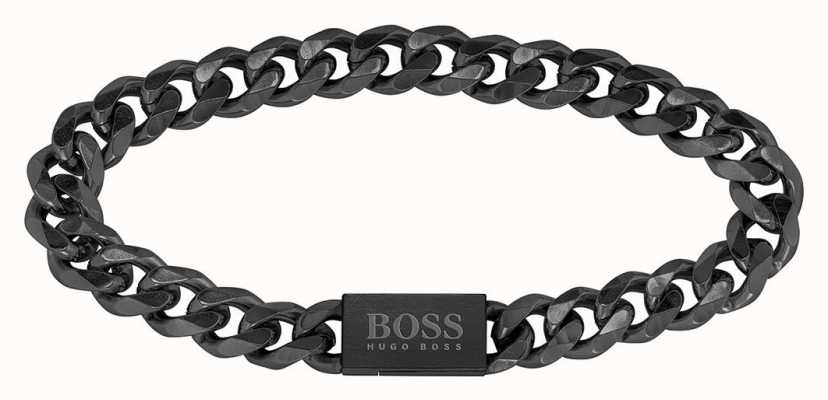 BOSS Jewellery Men's Black IP Chain Link Bracelet 1580145M