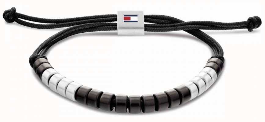 Tommy Hilfiger Men's Black Nylon Beaded Bracelet 2790292