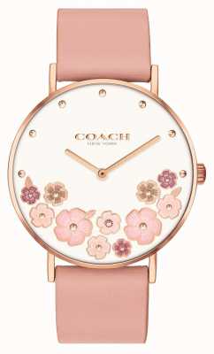 Coach Perry | Women's Pink Calf Skin Leather Strap | Floral Dial 14503770
