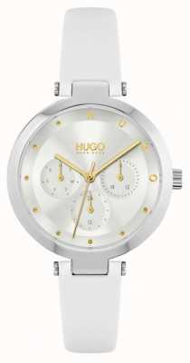 HUGO #HOPE | Women's White Leather Strap | Silver Dial 1540086