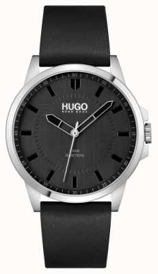 HUGO #First | Men's Black Leather Strap | Black Dial 1530188