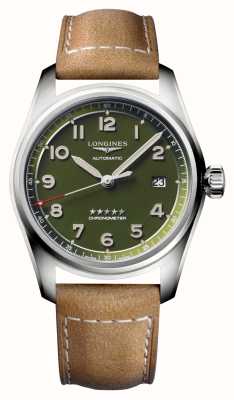 LONGINES Spirit Green Dial Brown Leather Strap L38104032