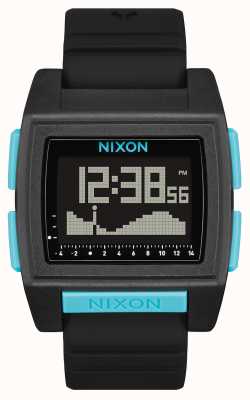 Nixon Base Tide Pro | All Black / Blue | Digital | Black Silicone Strap A1307-602