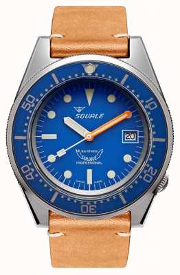 Squale 1521 Blue Blasted (42mm) Blue Dial / Light Brown Italian Leather Strap 1521BLUEBL.PC-CINVINTAGE