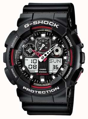 Casio G-Shock Chronograph Alarm Black Red GA-100-1A4ER