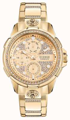 Versus Versace 6eme Arrondissment Crystal Set Gold Watch VSP1M0521