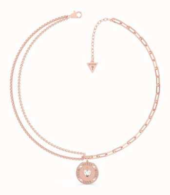 Guess From Guess With Love | 15-17" Chain 20mm Rose Gold Necklace UBN70002
